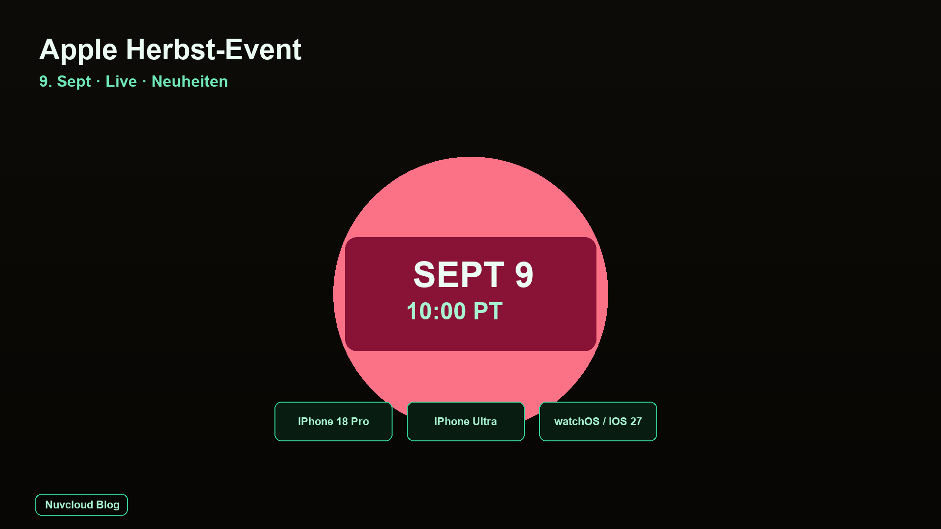 Apple Herbst-Event 2026: 9. Sept. — Zeit, Stream, Neuheiten