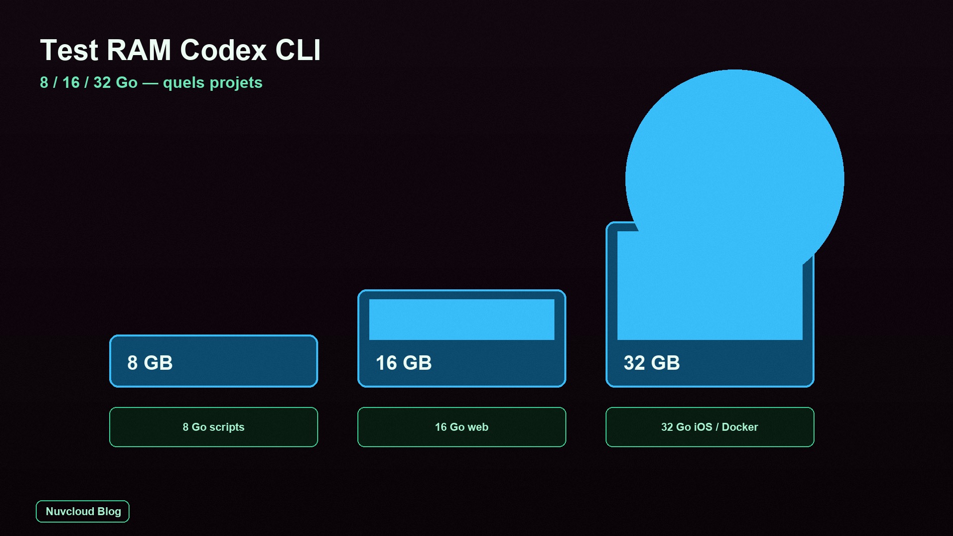 Test RAM Codex CLI : quels projets finissent en 8, 16 et 32 Go ?